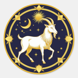 Golden Zodiac Capricorn Design Ronde Sticker