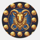 Golden Zodiac Capricorn Design Ronde Sticker (Voorkant)