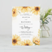 Golden Zonnebloem Bloom Wedding Kaart (Staand voorkant)