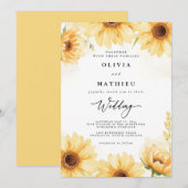 Golden Zonnebloem Bloom Wedding Kaart (Voorkant / Achterkant)