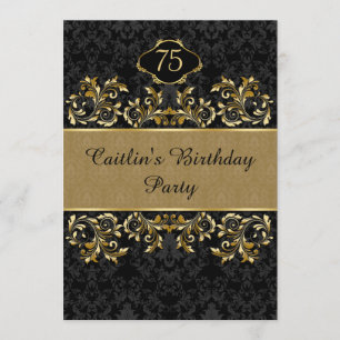 Golden zwammen, zwarte vogel 75th Birthday Party Kaart