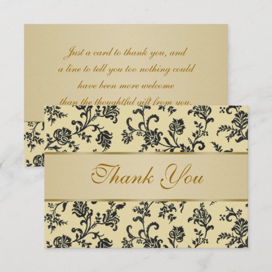 Golden zwarte damesbloemen Wedden Bedankt (Voorkant / Achterkant)