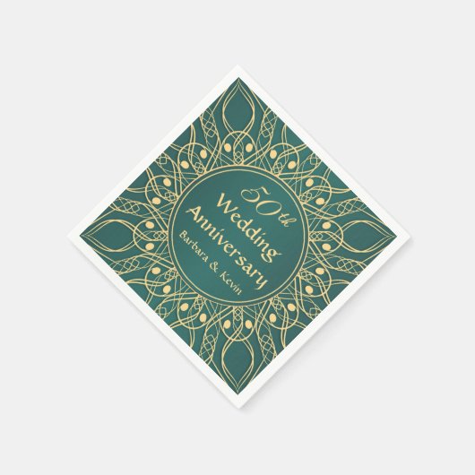 Golden zwemmen 50th Wedding Jubileum Servetten (Hoek)