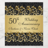 Golden zwemmen 50th Wedding Jubileum Wijn Etiket (Enkel label)