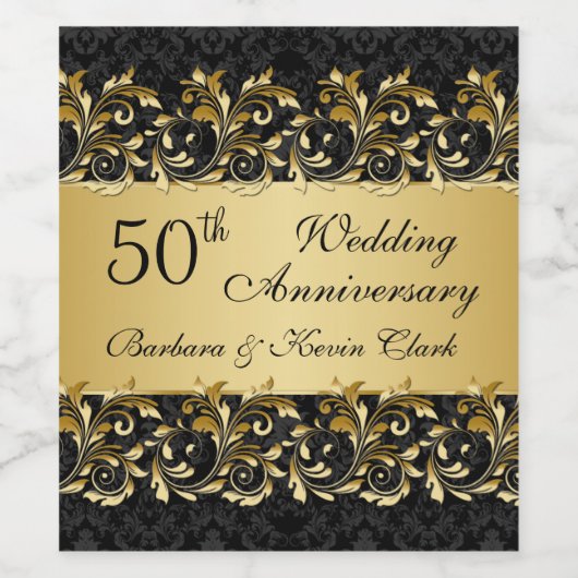 Golden zwemmen 50th Wedding Jubileum Wijn Etiket (Enkel label)
