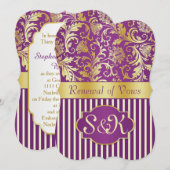 Golden zwendel op paarse vernieuwing van de uitnod kaart (Voorkant / Achterkant)