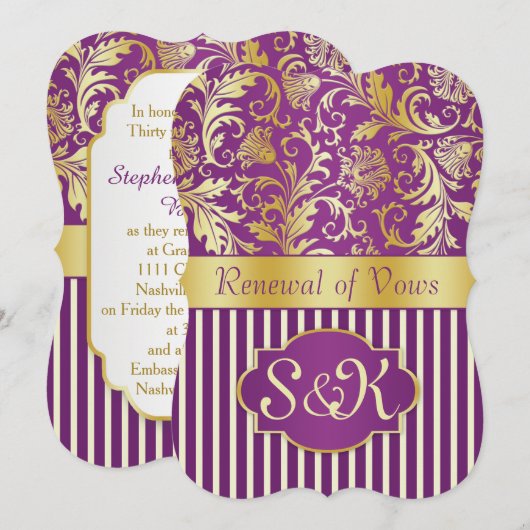 Golden zwendel op paarse vernieuwing van de uitnod kaart (Voorkant / Achterkant)