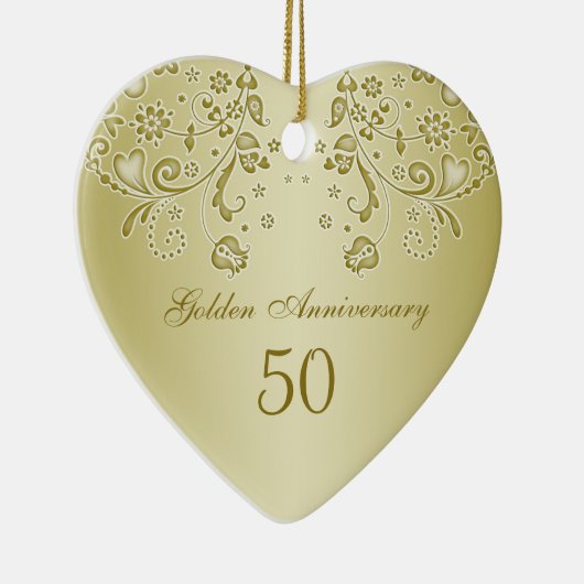 Golden zwrils 50th Wedding Jubileum Ornament (Rechts)