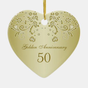 Golden zwrils 50th Wedding Jubileum Ornament