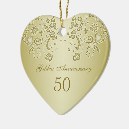 Golden zwrils 50th Wedding Jubileum Ornament (Links)