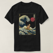 Goldendle Japans Kanagawa Wave Funny Surf Dog T-shirt (Design voorkant)