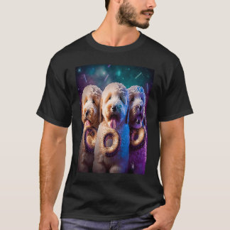 Goldendoedel in de ruimte met donuts en doodle boy t-shirt