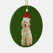 Goldendoedel met kerstschaats Santa Hat Keramisch Ornament (Rechts)