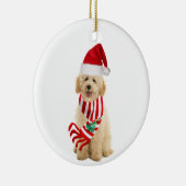 Goldendoedel met Pet kerst Keramisch Ornament (Rechts)