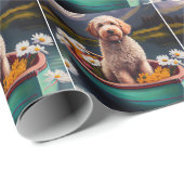 Goldendoedel op een peddel: Een Schilderachtig avo Cadeaupapier (Rol Hoek)