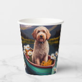 Goldendoedel op een peddel: Een Schilderachtig avo Papieren Bekers (Voorkant)