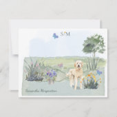 Goldendoedle Dog Butterfly Monogram en naam   Notitiekaartje (Voorkant)