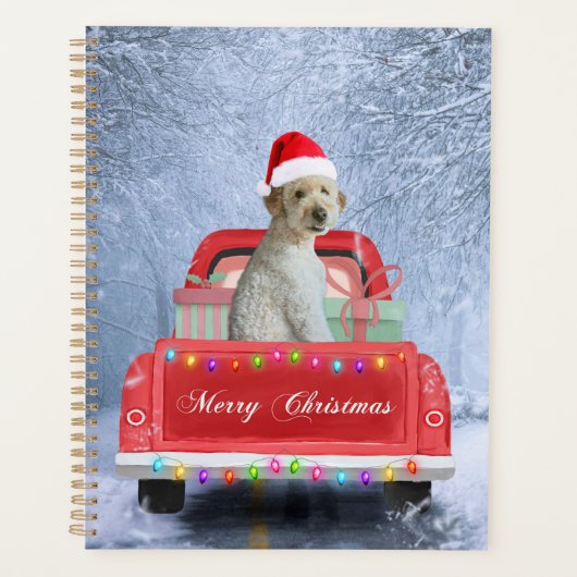 Goldendoedle Dog in sneeuw met kerstmis Planner (Voorkant)