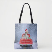 Goldendoedle Dog in sneeuw met kerstmis Tote Bag (Voorkant)