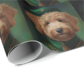 Goldendoedle Dog in St. Patrick's Day Dress Cadeaupapier (Rol Hoek)