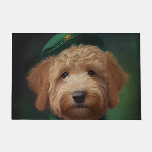 Goldendoedle Dog in St. Patrick's Day Dress Deurmat (Voorkant)