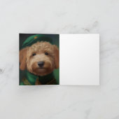 Goldendoedle Dog in St. Patrick's Day Dress Kaart (Binnen)