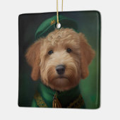 Goldendoedle Dog in St. Patrick's Day Dress Keramisch Ornament (Links)