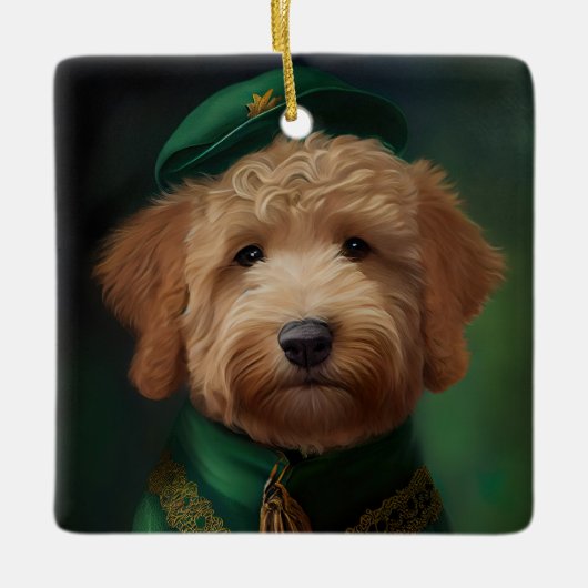 Goldendoedle Dog in St. Patrick's Day Dress Keramisch Ornament (Voorkant)
