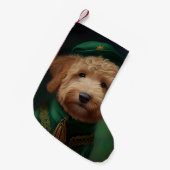 Goldendoedle Dog in St. Patrick's Day Dress Kleine Kerstsok (Voorkant (Hangend))