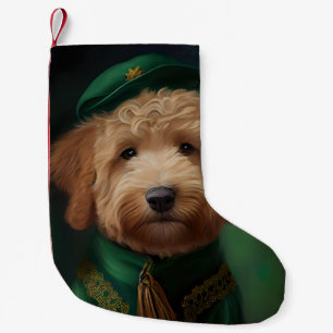 Goldendoedle Dog in St. Patrick's Day Dress Kleine Kerstsok