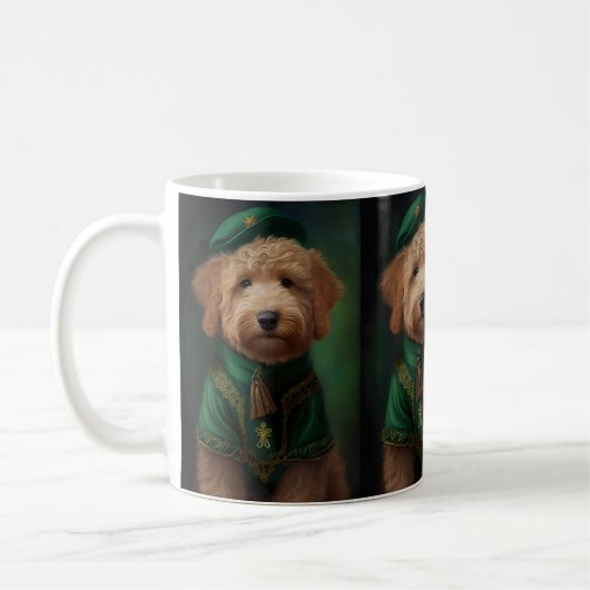 Goldendoedle Dog in St. Patrick's Day Dress Koffiemok (Links)