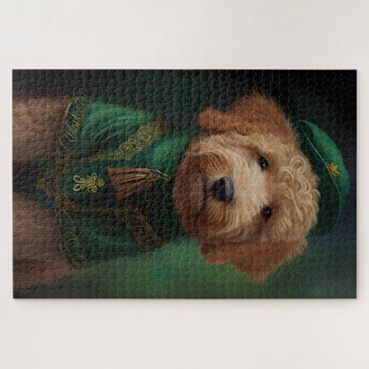 Goldendoedle Dog in St. Patrick's Day Dress Legpuzzel (Horizontaal)