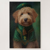 Goldendoedle Dog in St. Patrick's Day Dress Legpuzzel (Verticaal)