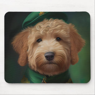 Goldendoedle Dog in St. Patrick's Day Dress Muismat
