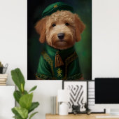 Goldendoedle Dog in St. Patrick's Day Dress Poster (Thuiskantoor)