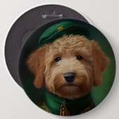 Goldendoedle Dog in St. Patrick's Day Dress Ronde Button 6,0 Cm (Voorkant /achterkant)