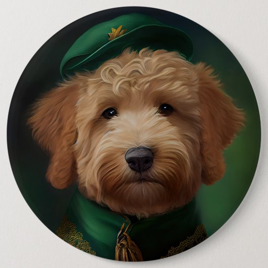 Goldendoedle Dog in St. Patrick's Day Dress Ronde Button 6,0 Cm (Voorkant)