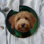 Goldendoedle Dog in St. Patrick's Day Dress Ronde Button 6,0 Cm (In situ)