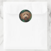 Goldendoedle Dog in St. Patrick's Day Dress Ronde Sticker (Tas)