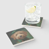 Goldendoedle Dog in St. Patrick's Day Dress Stenen Onderzetter (Zijkant)