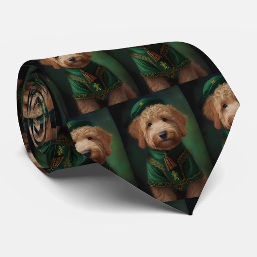 Goldendoedle Dog in St. Patrick's Day Dress Stropdas (Opgerold)