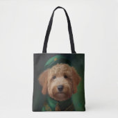 Goldendoedle Dog in St. Patrick's Day Dress Tote Bag (Voorkant)