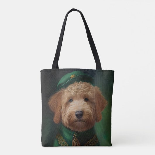 Goldendoedle Dog in St. Patrick's Day Dress Tote Bag (Achterkant)