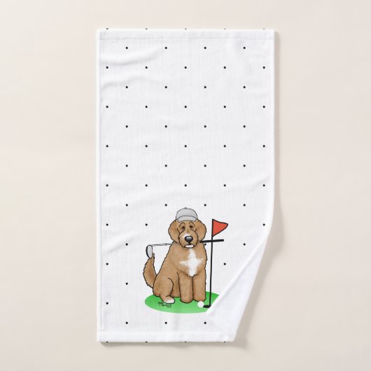 Goldendoedle Dog Play Golf (Red whmk2) Cute Fun Bad Handdoek (Handdoek)