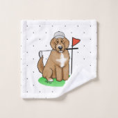 Goldendoedle Dog Play Golf (Red whmk2) Cute Fun Bad Handdoek (Wasdoekje)