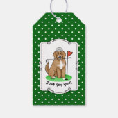 Goldendoedle Dog Play Golf (Red whmk2) Cute Fun Cadeaulabel (Voorkant)