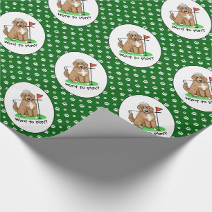 Goldendoedle Dog Play Golf (Red whmk2) Cute Fun Cadeaupapier