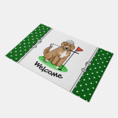 Goldendoedle Dog Play Golf (Red whmk2) Cute Fun Deurmat (Schuin)
