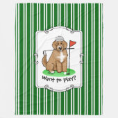 Goldendoedle Dog Play Golf (Red whmk2) Cute Fun Fleece Deken (Voorkant)