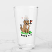 Goldendoedle Dog Play Golf (Red whmk2) Cute Fun Glas (Achterkant)
